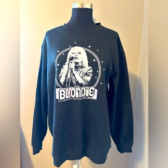 NWT VINYL ICONS BLONDIE studded Chain Fringe sweatshirt Large L - Picture 3 of 6
